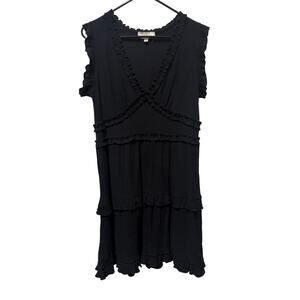 PINCH Dress Black Ruffle Cap Sleeve Size XL